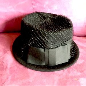Vintage Henry Pollak Black Wool Hat with Big Bow